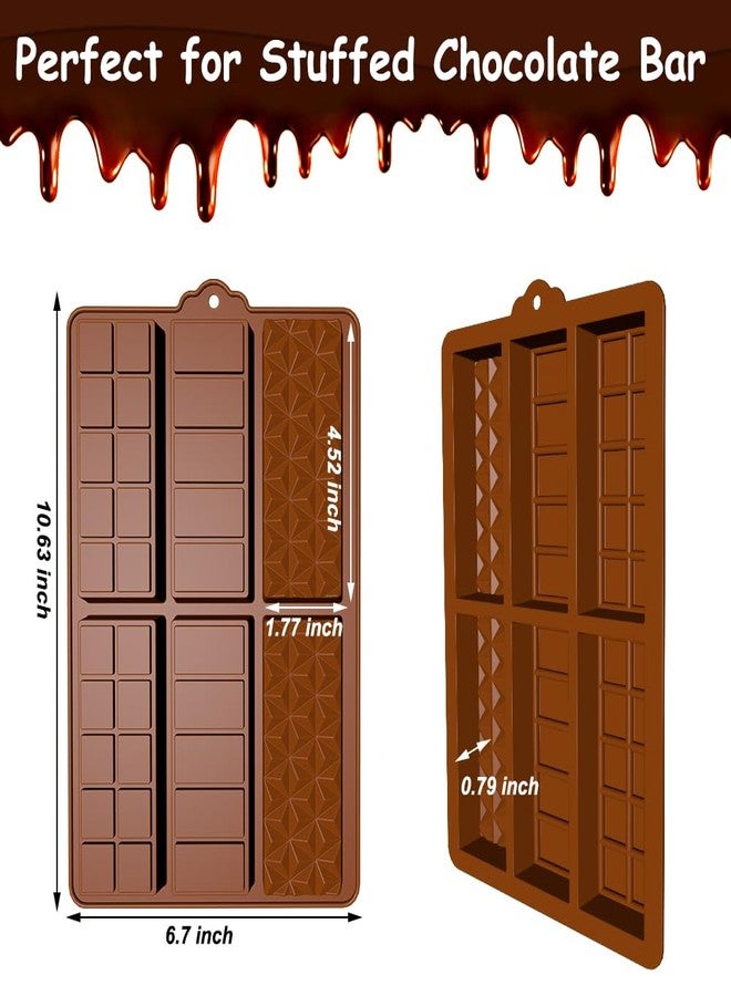 BENEKIY Deep Chocolate Bar Molds, 2 Pack Candy Bar Silicone Molds, Non-Stick 6 Cavities Thick Silicone Dubai Kunafa Pistachio Kit for Filling Chocolate Bar with Scraper - Image 3
