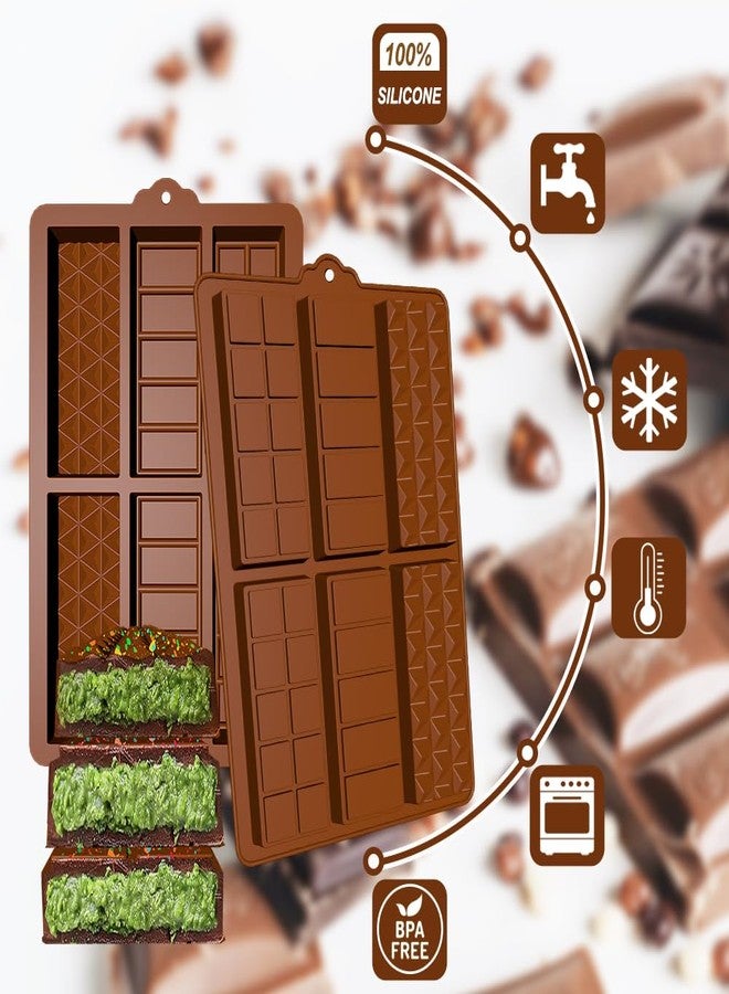 BENEKIY Deep Chocolate Bar Molds, 2 Pack Candy Bar Silicone Molds, Non-Stick 6 Cavities Thick Silicone Dubai Kunafa Pistachio Kit for Filling Chocolate Bar with Scraper - Image 2