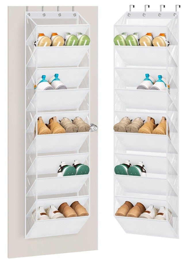 AOODA 10 Tier Clear Over the Door Shoe Organizer Storage, Deep Pockets Large Hanging Shoe Rack for Closet Door, Fit 20 Pairs Sneaker Holder Hanger for Boots (White) - Image 1