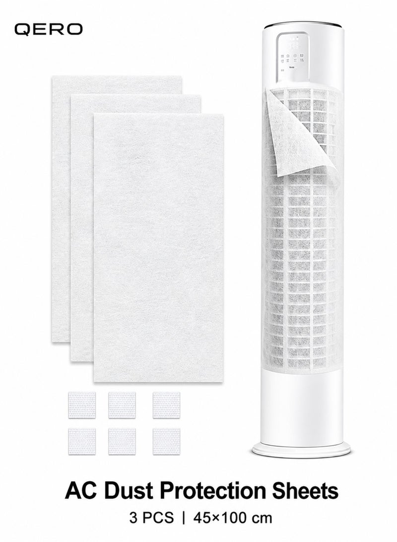 QERO 3 Pcs Cuttable AC Dust Protection Sheets 45x100cm, Non-Woven Air Conditioner Outlet Cover with Hook and Loop Tape - Image 1
