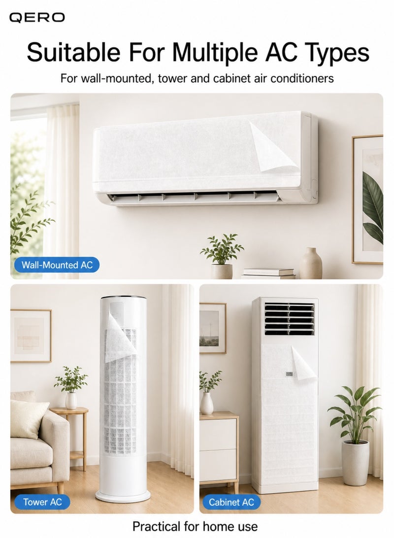QERO 3 Pcs Cuttable AC Dust Protection Sheets 45x100cm, Non-Woven Air Conditioner Outlet Cover with Hook and Loop Tape - Image 5