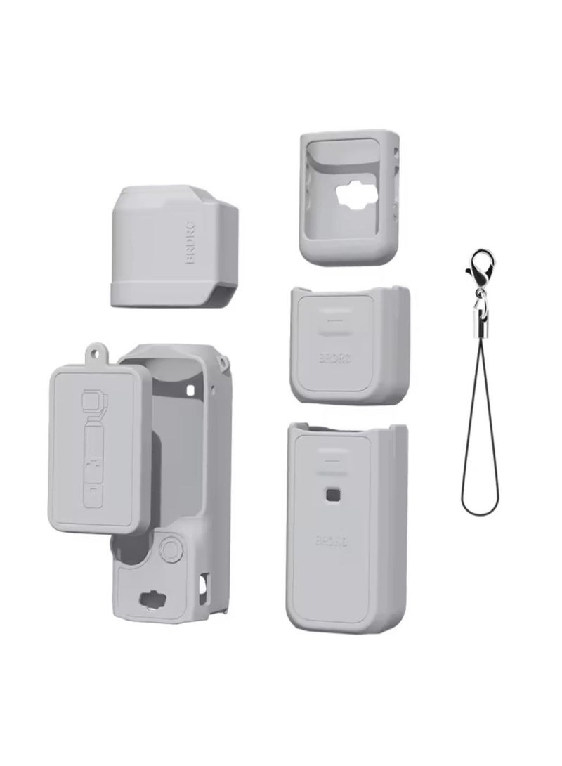 6-Piece Complete Protection Set for OSMO Pocket 3 Camera, Grey, Shockproof Flexible Silicone, Pocket 3 Protective Case - Image 3