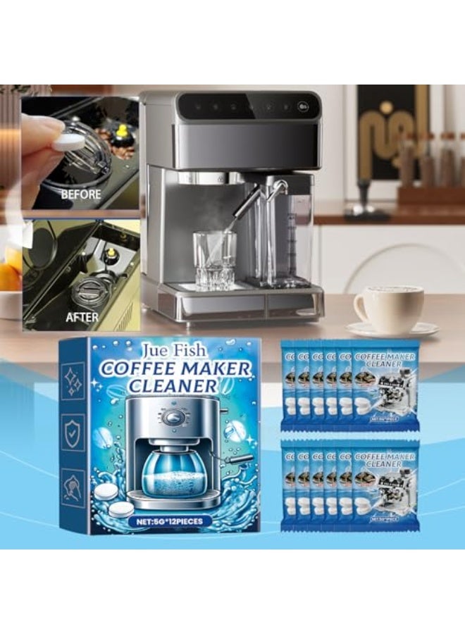 السمك اليهودي 12 قرصًا لتنظيف ماكينة القهوة وإزالة الترسبات - تنظيف عميق لإزالة الشحوم والأوساخ، وتنظيف الأجزاء الداخلية لماكينة الإسبريسو، متوافقة مع جميع ماكينات القهوة - Image 5