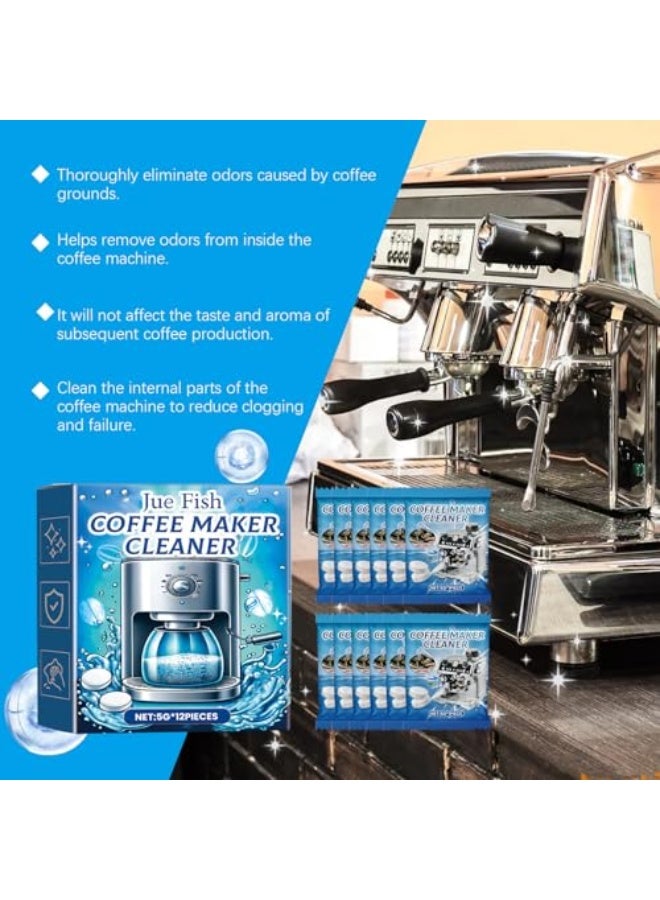 السمك اليهودي 12 قرصًا لتنظيف ماكينة القهوة وإزالة الترسبات - تنظيف عميق لإزالة الشحوم والأوساخ، وتنظيف الأجزاء الداخلية لماكينة الإسبريسو، متوافقة مع جميع ماكينات القهوة - Image 2
