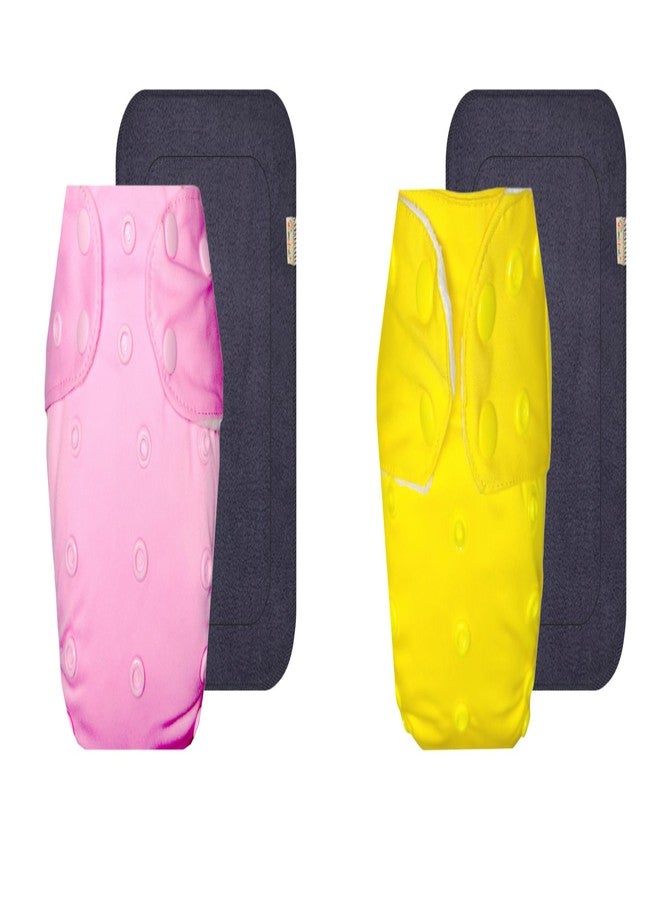 حفاضات قماشية فاخرة من دمبلدو مع حشوة رمادية (عبوة من قطعتين) | ملائمة تمامًا | قابلة لإعادة الاستخدام والغسل | مناسبة للسفر | مثالية للأطفال الصغار | من 3 أشهر إلى 3 سنوات | للجنسين