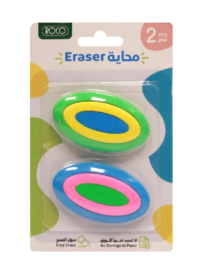ROCO Rubber Eraser Oblong Colorful Assorted Color - Image 1