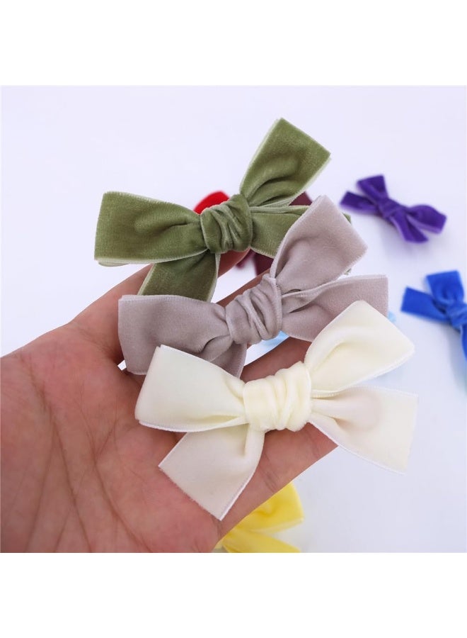 Sugarmelon Velvet Bow Hair Clips Barrettes for Baby Girl, 24 Colors, 3 inches Velvet Ribbon with Alligator Clips, Perfect Size for Toddler Kids Little Girls Teens Women - Image 2