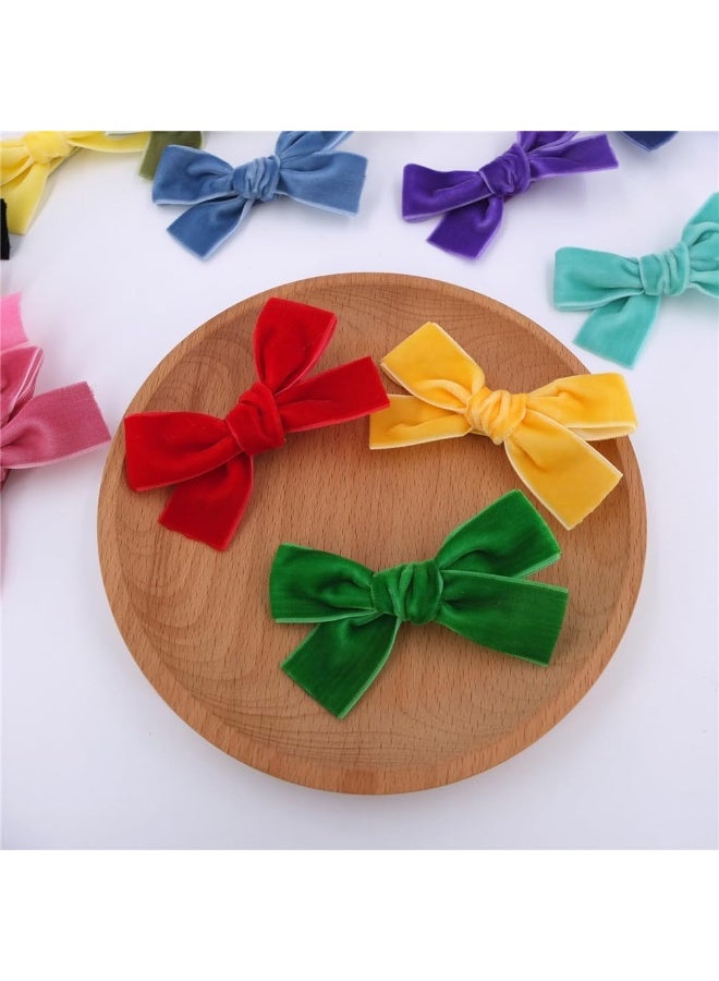 Sugarmelon Velvet Bow Hair Clips Barrettes for Baby Girl, 24 Colors, 3 inches Velvet Ribbon with Alligator Clips, Perfect Size for Toddler Kids Little Girls Teens Women - Image 4