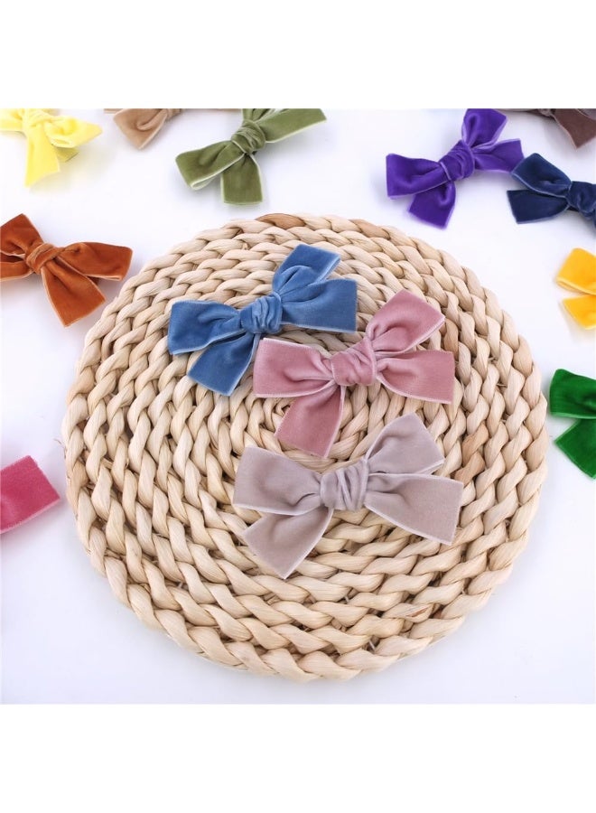 Sugarmelon Velvet Bow Hair Clips Barrettes for Baby Girl, 24 Colors, 3 inches Velvet Ribbon with Alligator Clips, Perfect Size for Toddler Kids Little Girls Teens Women - Image 5