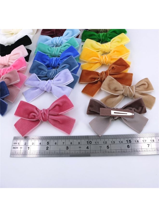 Sugarmelon Velvet Bow Hair Clips Barrettes for Baby Girl, 24 Colors, 3 inches Velvet Ribbon with Alligator Clips, Perfect Size for Toddler Kids Little Girls Teens Women - Image 3