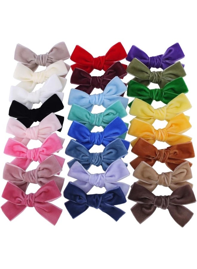 Sugarmelon Velvet Bow Hair Clips Barrettes for Baby Girl, 24 Colors, 3 inches Velvet Ribbon with Alligator Clips, Perfect Size for Toddler Kids Little Girls Teens Women - Image 1