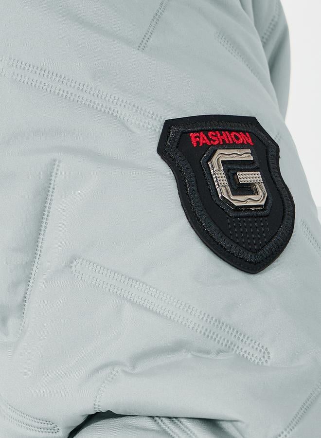 Diagonal Pattern Quilted Puffer Jacket