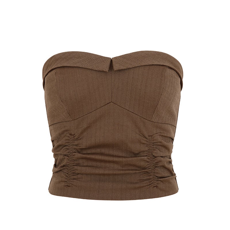 Shenzhen Nanyou Direct Supply Design Strapless Tube Top For Outer Wear Spring And Pleated Backless Top - Image 1
