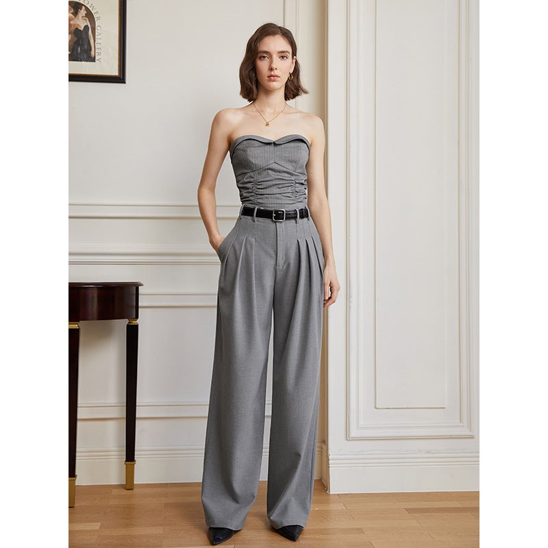 Shenzhen Nanyou Direct Supply Design Strapless Tube Top For Outer Wear Spring And Pleated Backless Top - Image 4