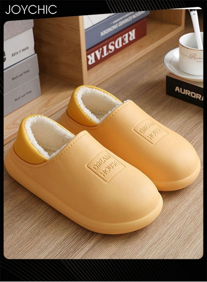 Joychic Autumn and Winter All-inclusive Waterproof Cotton Bedroom Slippers Non-slip Wear-resistant Warm Home Indoor Slippers for  Women Yellow - Image 1