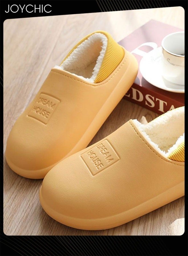 Joychic Autumn and Winter All-inclusive Waterproof Cotton Bedroom Slippers Non-slip Wear-resistant Warm Home Indoor Slippers for  Women Yellow - Image 2