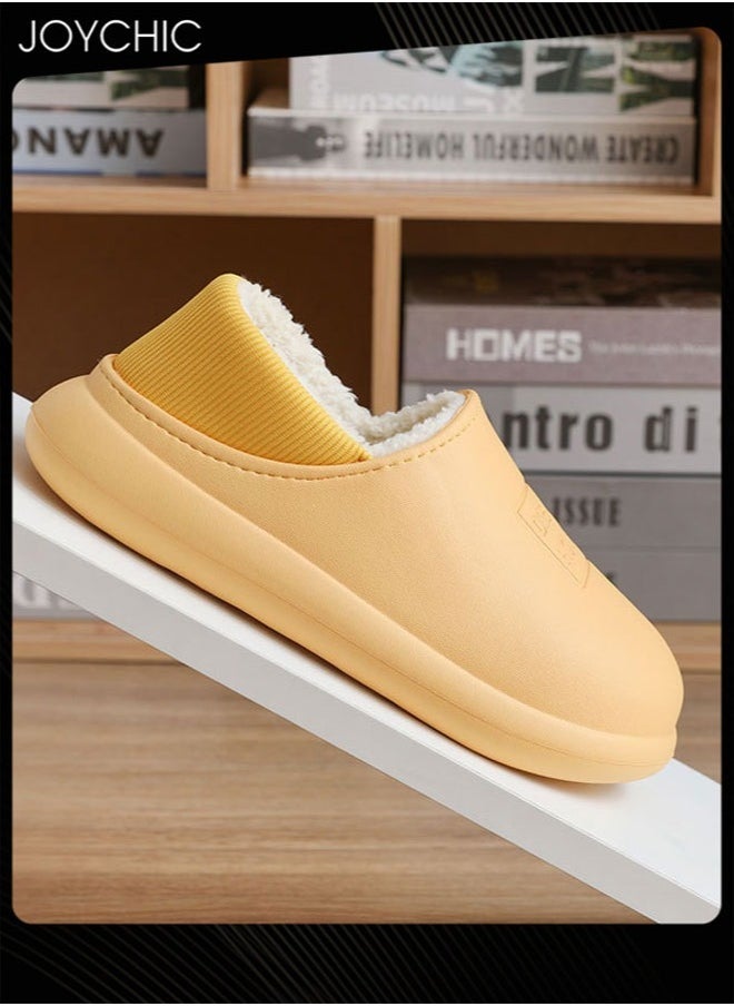 Joychic Autumn and Winter All-inclusive Waterproof Cotton Bedroom Slippers Non-slip Wear-resistant Warm Home Indoor Slippers for  Women Yellow - Image 4