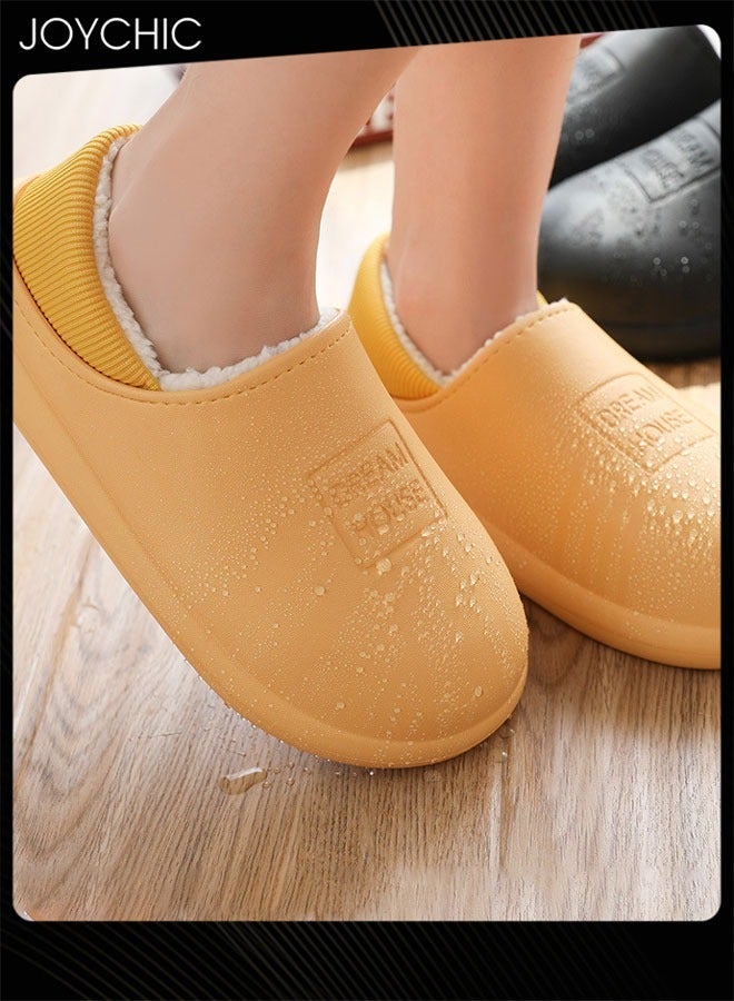 Joychic Autumn and Winter All-inclusive Waterproof Cotton Bedroom Slippers Non-slip Wear-resistant Warm Home Indoor Slippers for  Women Yellow - Image 3