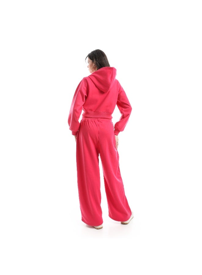 Caesar Women's two-piece Melton tracksuit with front zipper and wide-leg pants - Image 4