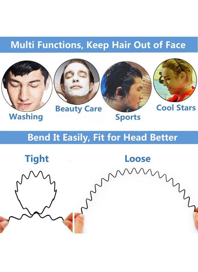 bodbop XINGZHE - bodbop XINGZHE Metal Hair Band Men Headband Women's Fashion Elastic Stylish Sports Hairband Head Hoop with Non Slip Wavy Teeth, Black - Image 1