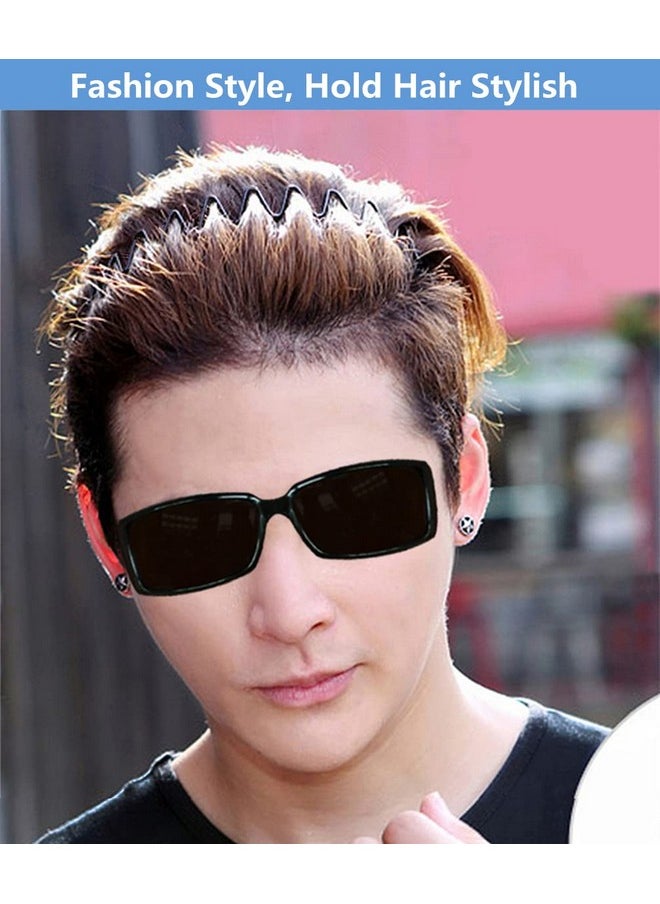 bodbop XINGZHE - bodbop XINGZHE Metal Hair Band Men Headband Women's Fashion Elastic Stylish Sports Hairband Head Hoop with Non Slip Wavy Teeth, Black - Image 1
