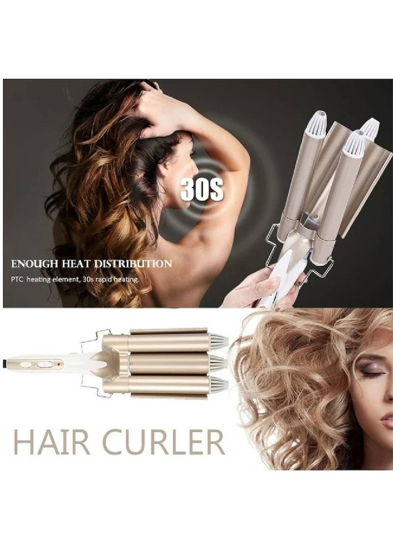 ELTRAZONE 3 Barrel Hair Curling Iron – Ceramic Tourmaline Triple Barrel Crimper, Adjustable Temperature, Dual Voltage 25mm Hair Waver for Women & Girls - Image 2