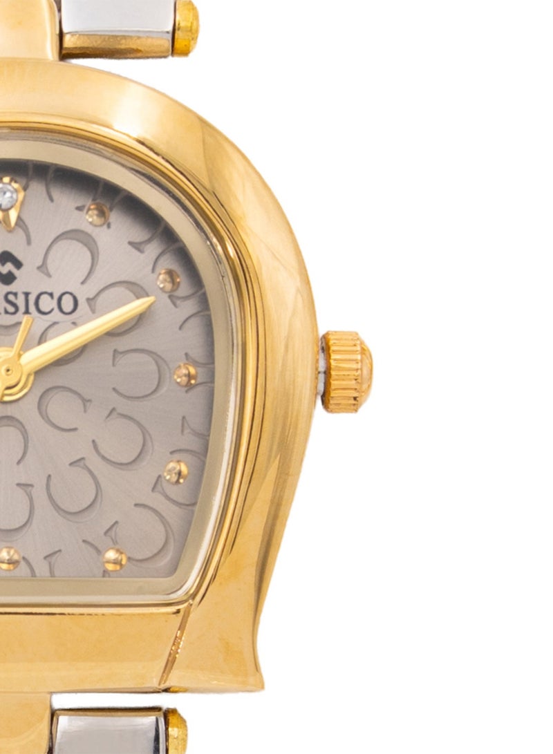 Clasico ساعة أنالوج مصممة للنساء من أماريل، 30 مم - لون مزدوج فضي ذهبي - حزام سلسلة - Image 4