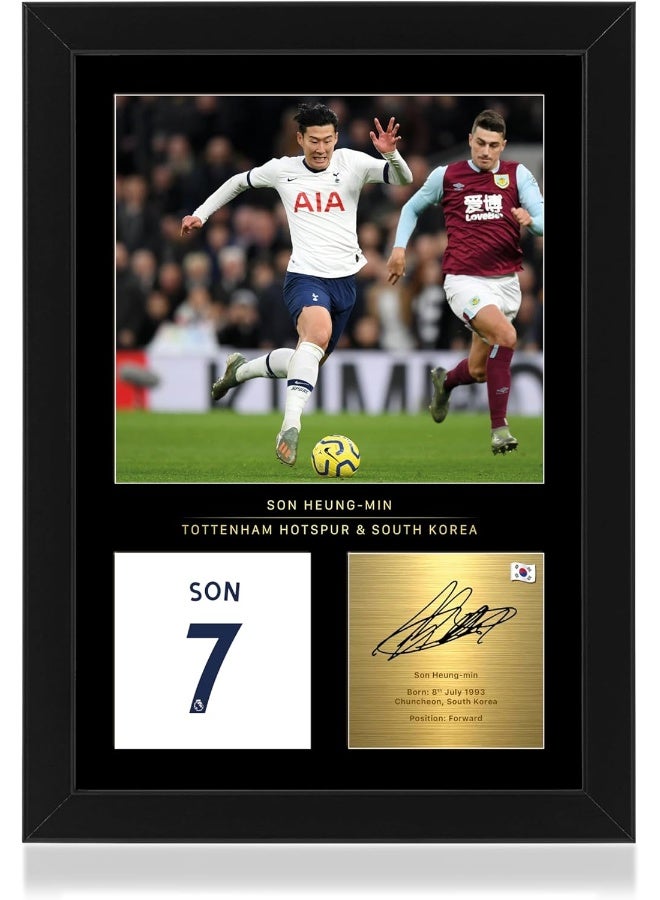 Win FC Son Heung-min A4 Framed Photo Display - Reproduced Digital Signature - Gift For Spurs Fans - Image 1