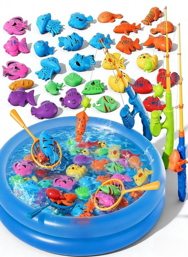 BLmukce Magnetic Fishing Game Toys with Inflatable Pool for Toddlers 1-3 3-5, Kids Bathtub Pool Water Table Toys, Birthday for 2 3 4 5 6 Year Old Boys Girls - Image 1