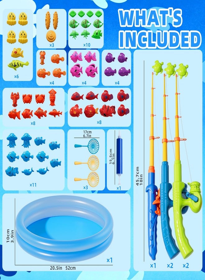 BLmukce Magnetic Fishing Game Toys with Inflatable Pool for Toddlers 1-3 3-5, Kids Bathtub Pool Water Table Toys, Birthday for 2 3 4 5 6 Year Old Boys Girls - Image 2