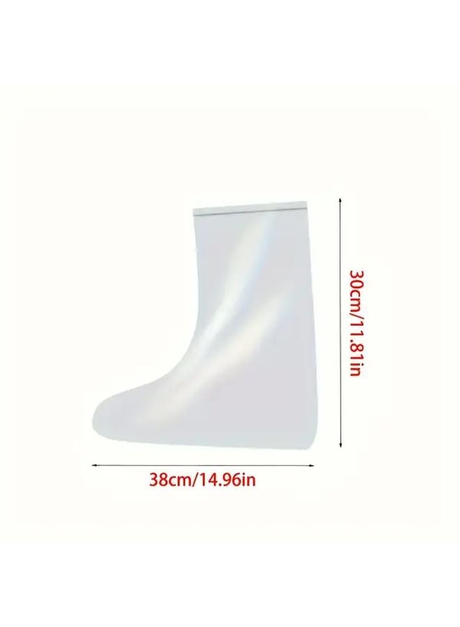 10pcs 5 Pairs White PVC Rain Shoe Covers Ultimate Protection For Outdoor Rainy Days - Image 3