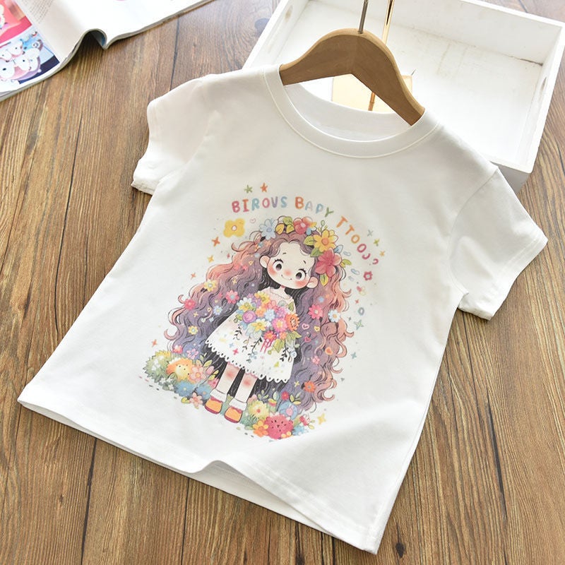 Pure Cotton Children'S Short-Sleeved T-Shirt Summer 2026 New Cute Baby Cartoon Casual Tops For Young Girls - Image 5