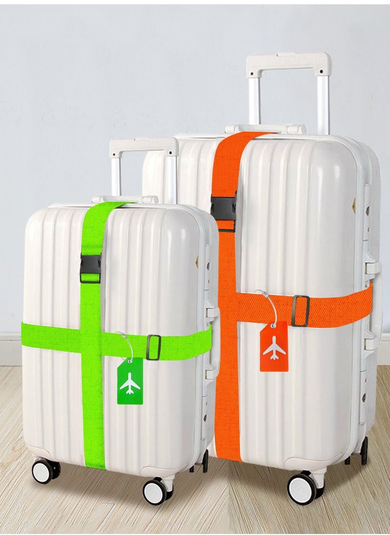 SYOSI Luggage Straps Set, 4pcs Travel Suitcase Straps with 4pcs Silicone Luggage Tags, Adjustable Suitcase Belts, Suitcase Tags with Name ID Card for Luggage Suitcase Travel Accessories Multi-Coloured  - Image 5