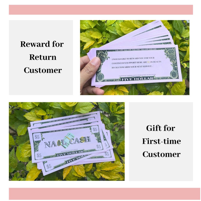 Mocomfor Nail Cash Pink Loyalty Reward Cards for Nail Tech Supplies, Salon Client Gifts & Aftercare, Pedicure Manicure Business Must Haves - 100 Pieces - Image 2