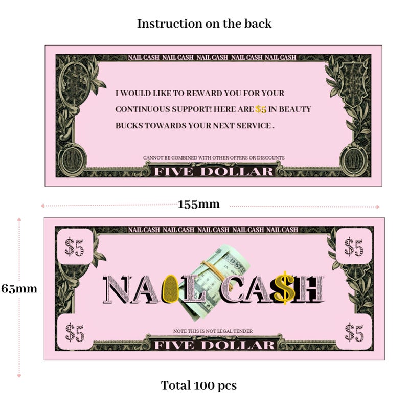 Mocomfor Nail Cash Pink Loyalty Reward Cards for Nail Tech Supplies, Salon Client Gifts & Aftercare, Pedicure Manicure Business Must Haves - 100 Pieces - Image 4