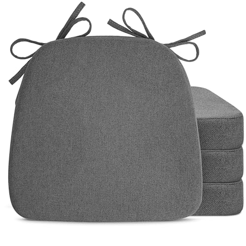 Sunsleek Chair Cushions for Dining Chairs DShaped Seat Cushions with Removable Washable Cover and Ties Chair Pads for Kitchen Indoor Dining Room Patio Chairs 17 x 16 Set of 4 Dark Grey - Image 1