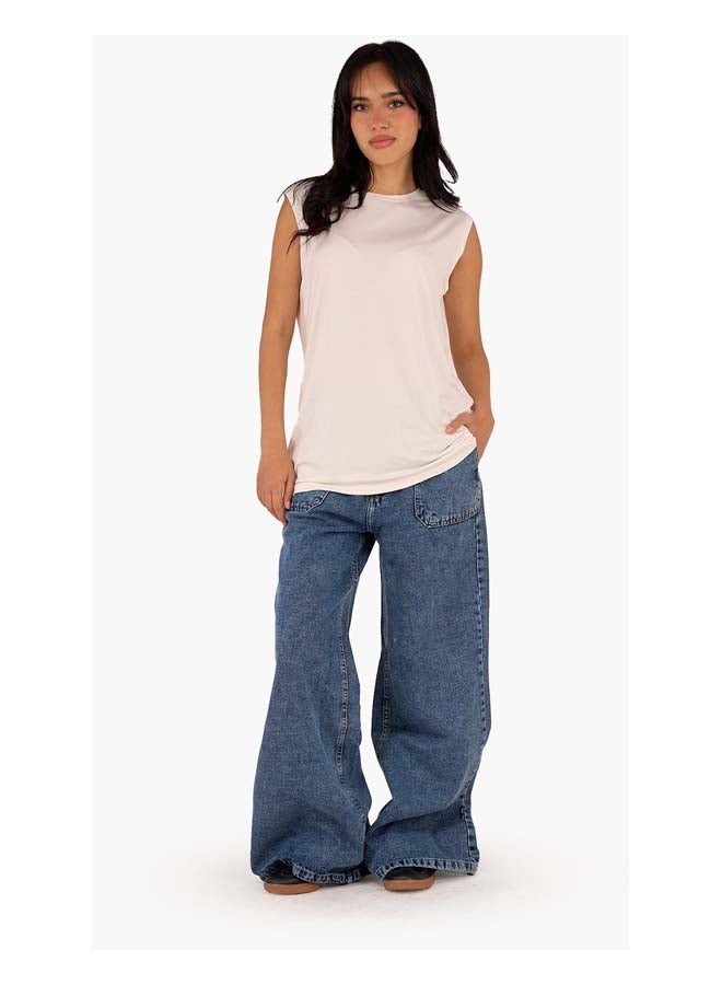 Clue Sleeveless Viscose T-Shirt - Image 3