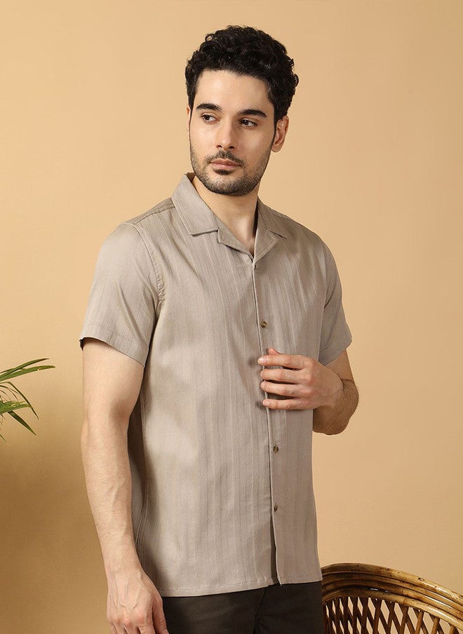 Hence Men Relaxed Opaque Casual Shirt with Cuban Collar - Image 3