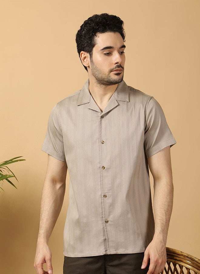 Hence Men Relaxed Opaque Casual Shirt with Cuban Collar - Image 1