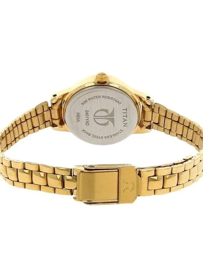 TITAN Women's Analog Display Watch With Gold Stainless Steel Strap - 2401YM01