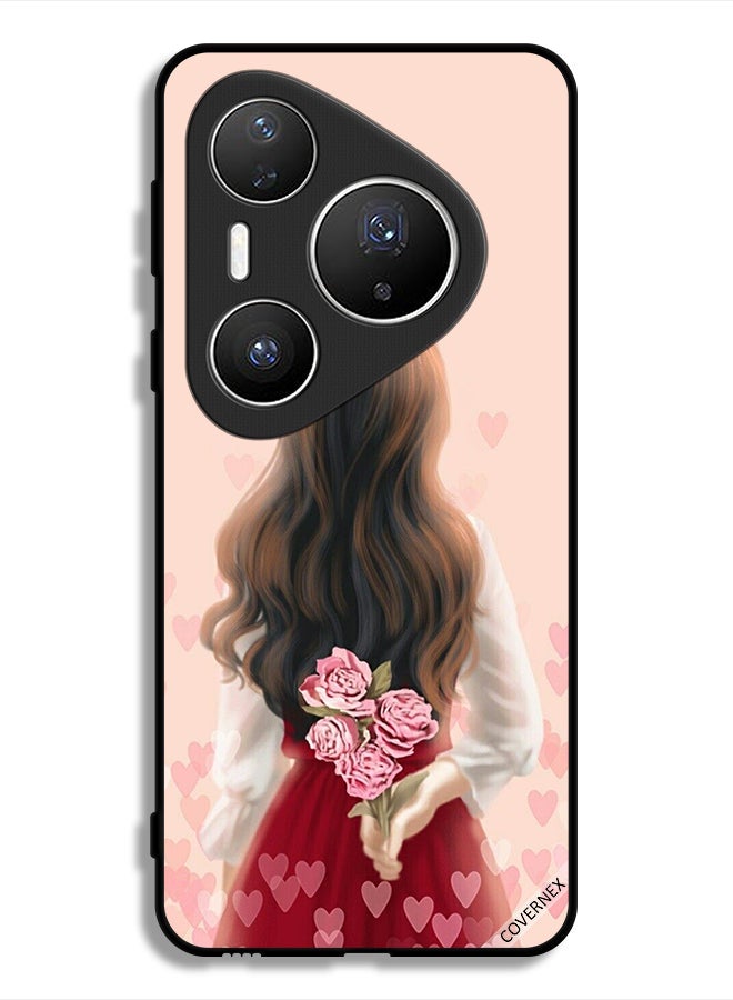 Covernex Huawei Pura 80 Pro Plus Protective Case Cover Girl Hiding Flowers - Image 1