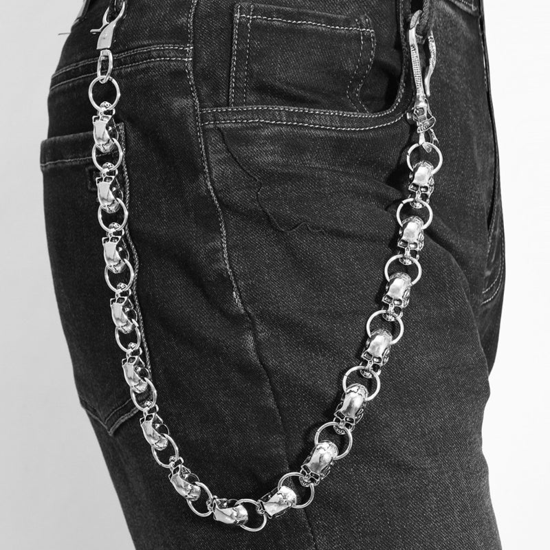 Metal full skeleton belt chain, hip-hop punk skull wallet anti-theft waist chain, wallet anti-theft chain - Image 1
