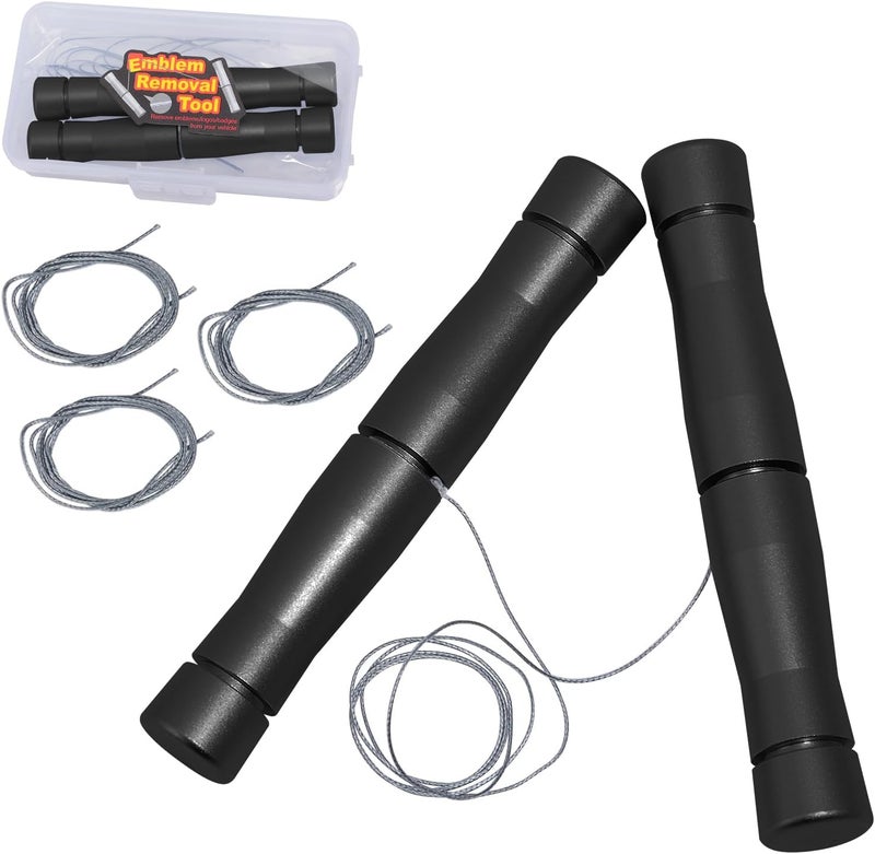 Ehdis Car Emblems Remover Logo Remover with 3 Replacement PE Lines and 2 Aluminium Handles No Scratch for Emblems Remove Car Logo (Black) Assorted color options - Image 1