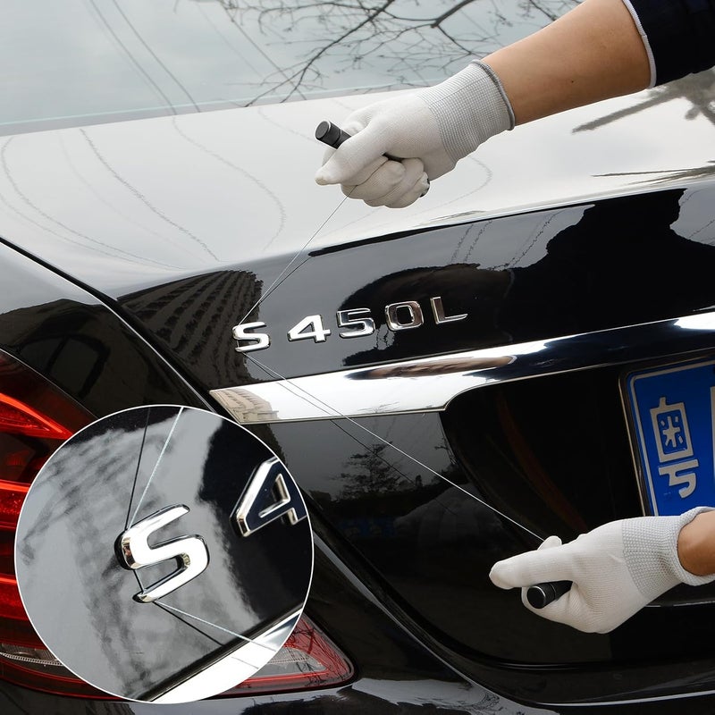 Ehdis Car Emblems Remover Logo Remover with 3 Replacement PE Lines and 2 Aluminium Handles No Scratch for Emblems Remove Car Logo (Black) Assorted color options - Image 4