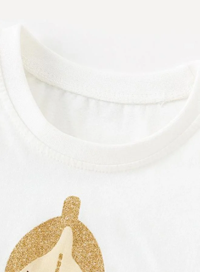YUNIQEE White Crew Neck Short Sleeve Printed Top & Shorts