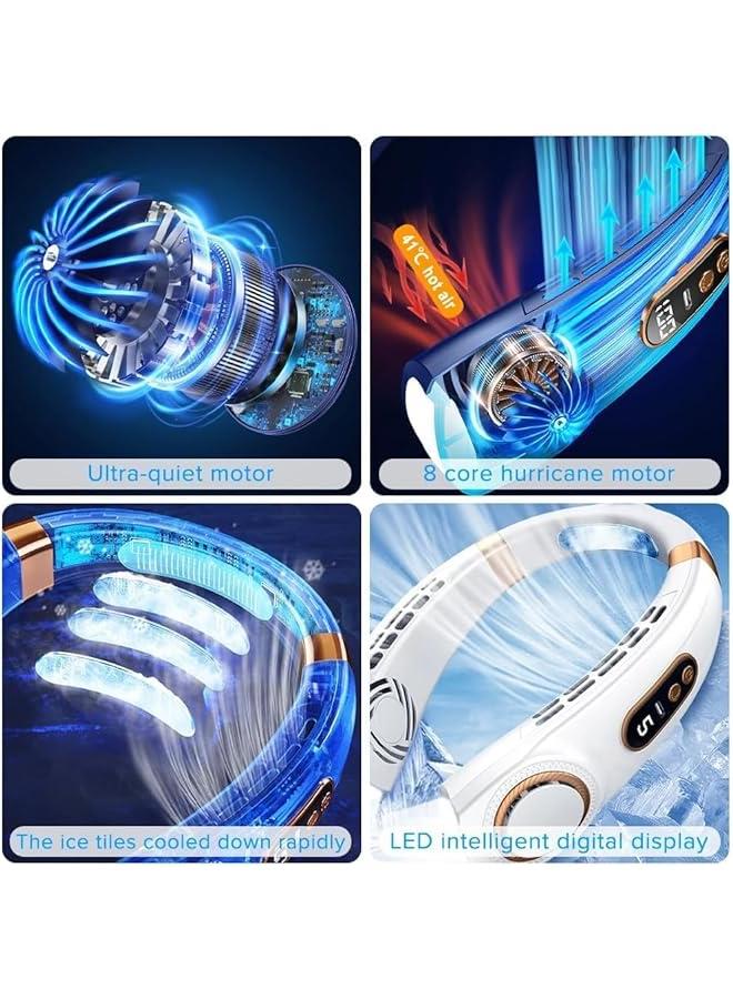 هوكور مكيف هواء للرقبة من هوكور، مكيف هواء بمروحة رقبة مع الواح تبريد، 5 سرعات نفخ هواء بارد وضوء LED قابل للتعديل، مروحة شخصية للسفر في الاماكن المغلقة والمفتوحة (بينك)، زهري - Image 4