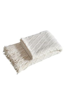 EzzySo Tassel Design Soft Blanket Keep Warm Cotton White 127 x 172cm 