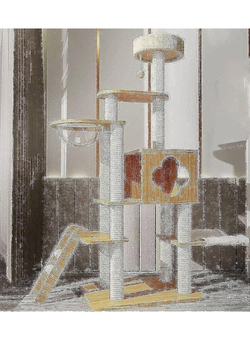 مونوج شجرة قطط مع أعمدة خدش من نبات السيزال، بيت لعب للقطط، برج كبير متعدد المستويات ومكان للراحة للقطط - Image 2