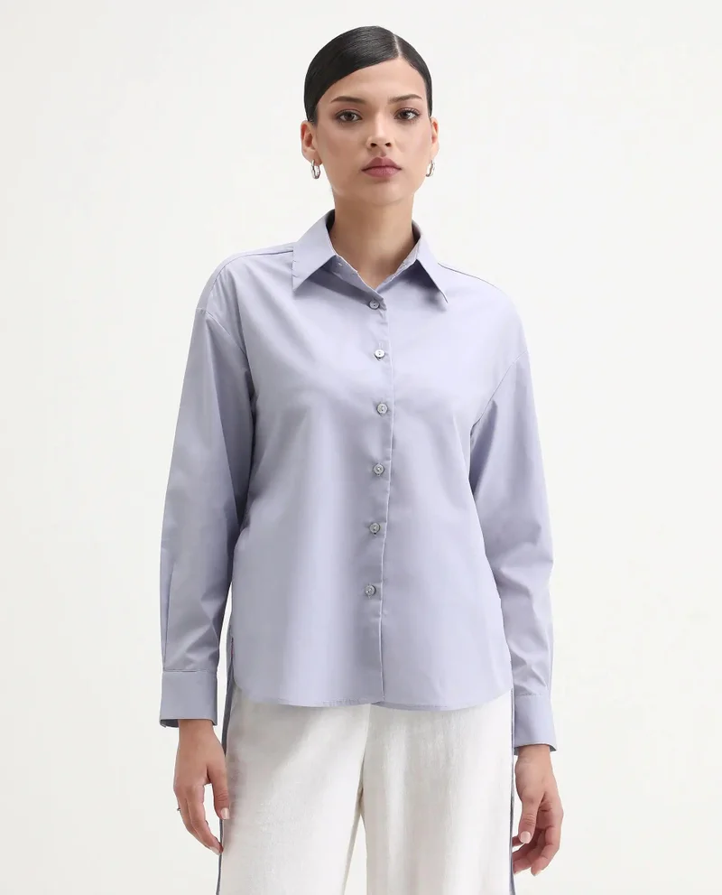 Rareism Women's Cuffed Sleeves Plain Top