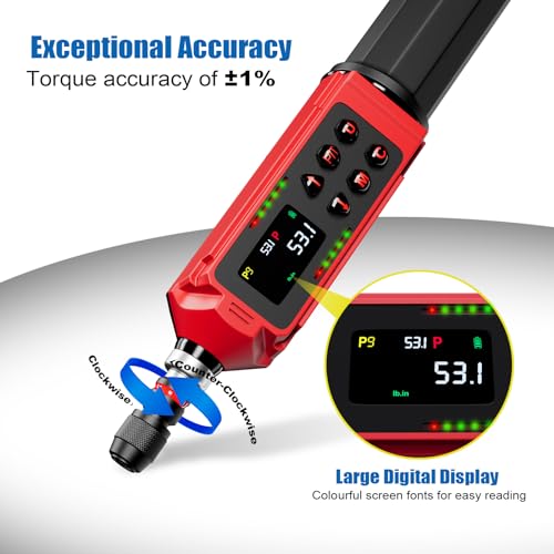 ANPUDS Digital Torque Screwdriver, 0.8-53.1in-lbs/0.09-6Nm, Electronic Adjustable Torque Screwdriver Wrench set with ±1% Accuracy, Vibration, Buzzer and LED Notification for Bike Repairing - Image 3